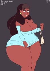 bottomless dark-skinned_female dark_skin dress embarrassed eyeshadow front_view mature_female necklace no_panties page_249 priyanka_maheswaran pubic_hair pussy steven_universe tight_clothing too_small_clothes tool01k undersized_clothes