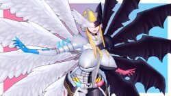 12_wings 1girls 3d angel angel_wings apuri demon demon_wings digimon digimon_(species) digimon_story digimon_story:_cyber_sleuth female female_only half_angel half_demon mastemon solo wings