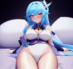 ai_generated blue_hair breast_focus breasts nai_diffusion red_eyes stable_diffusion white_outfit