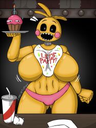 big_ass big_breasts bottomwear casual casual_nudity cupcake_(fnaf) female female_only five_nights_at_freddy's havetoplay huge_breasts nippleless pov public public_nudity robot robot_girl sideass solo teasing topless toy_chica_(fnaf)