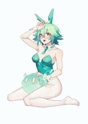 bunnysuit genshin_impact glasses mondstadt slime slime_(genshin_impact) solo_female sucrose_(genshin_impact) teyvat