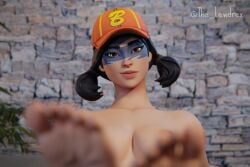 1girls 3d areolae baseball_cap baseball_uniform black_hair blender breasts cleavage close-up completely_nude completely_nude_female couch detailed_background epic_games face_paint fastball feet female female_focus female_only foot foot_fetish fortnite fortnite:_battle_royale hairband headwear highres lewdrex light-skinned_female light_skin looking_at_viewer medium_breasts nipples nude nude_female ponytail presenting presenting_feet sitting soles solo solo_focus toes watermark