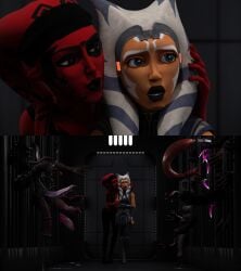 2girls 3d 3d_render accurate_art_style ahsoka_tano airress3d_(3d-modeller) alien alien_boy alien_genitalia alien_girl alien_humanoid animal_genitalia black_lipstick blender blue_eyes clone_wars close-up clothed clothing colored_skin darth_talon equine_penis female female_focus front_view full_body head_grab holding horsecock interspecies jedi jedi_padawan lydas3d lydaz male monster_cock multiple_girls penis_out prison prisoner red_body shocked shy sith standing star_wars the_clone_wars:_season_seven togruta twi'lek unusual_penis