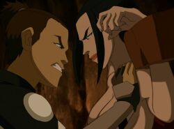 avatar_the_last_airbender azula clothing earthbending edit fire_nation inuit large_breasts nipples nude nude_female princess restrained restrained_arms royal royalty screencap screenshot screenshot_edit sokka water_tribe