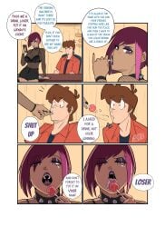 1boy 1boy1girl 1female 1girls 1male aged_up assertive_female banjabu boobs bra_visible_through_clothes breasts busty comic dark-skinned_female dark_skin dialogue digital_media_(artwork) dipper_pines disney english_text female fishnet_shirt goth goth_girl gravity_falls hourglass_figure just_fuck_already light-skinned_male light_skin lipstick lollipop male male/female name_calling phone saliva saliva_string saliva_swap saliva_trail seductive_mouth see-through_clothing slutty_teenager speech_bubble spiked_collar spit straight swapping_spit tambry tasting_spit teasing teenage_boy teenage_girl teenager teenager_on_teenager text tits visible_bra_through_clothes voluptuous_teen