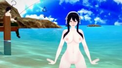 2girls accidental_exposure assisted_exposure beach bikini completely_nude fairy_tail fishing_rod humiliation large_breasts multiple_girls ultear_milkovich