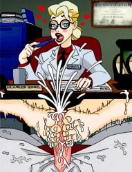 1girls barefoot batman:_the_animated_series batman_(series) blonde_hair blue_eyes blush color colored cum cum_between_toes cumshot dc_comics dcau doctor doctor_on_patient dr._harleen_quinzel ejaculation exposed_panties feet female female_focus footjob footjob_under_table glasses harleen_quinzel inmate j.a.p.a. male_pov office_chair partial_male pleasure_face psychologist shoes_removed straight the_new_batman_adventures toes under_desk under_the_table