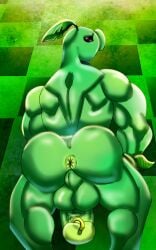 anthro anthrofied anus ass ass_focus balls ballsack bara erect_penis erection gay humanoid humanoid_genitalia humanoid_penis looking_at_viewer looking_back male male_only muscular muscular_anthro muscular_male ninjagreen99 peashooter_(pvz) penis penis_out penis_piercing plant plantie plants_vs_zombies pvz solo solo_focus solo_male