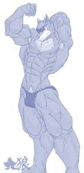 digimon digimon_(species) machgaogamon male male_only muscular sketch solo underwear