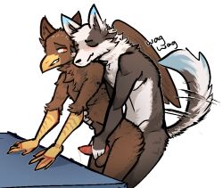 alpha_channel anthro anthro_on_anthro anthro_penetrated anthro_penetrating anthro_penetrating_anthro avian balls beak biped blush canid canine canis countershade_fur countershade_torso countershading domestic_dog duo erection fingers fur genitals gryphon interspecies jam_(artist) male male/male male_penetrated male_penetrating male_penetrating_male mammal mythological_avian mythological_creature mythology penetration penis reach_around sex simple_background tail tail_motion tailwag transparent_background