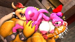 16:9 3d 3d_(artwork) 69_position accessory anthro areola ass balls big_balls big_breasts big_penis birdo birdo_(character) bodily_fluids bow_(feature) bow_accessory bow_ribbon bowser breasts castle claws cobaltapple cum cum_in_mouth cum_inside detailed_background digital_media_(artwork) duo ejaculation erection feet female genital_fluids genitals hair_accessory hair_ribbon hairbow heart hi_res huge_balls huge_cock humanoid humanoid_genitalia humanoid_penis indoors inside koopa looking_pleasured male mammal mario_(series) muscular nintendo nipples nude open_mouth oral orgasm orgasm_face part_of_a_set penile penis pink_body reptile ribbons scalie sex siphon_(anatomy) smile source_filmmaker spikes super_mario_bros. tail thick_thighs toe_claws tongue tongue_out widescreen