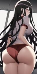 ai_generated ass bubble_butt danganronpa danganronpa_2:_goodbye_despair danganronpa_3 genderswap_(mtf) gym gym_uniform huge_ass izuru_kamukura long_hair looking_at_viewer looking_back midriff n.c.b_ai nai_diffusion red_eyes rule_63 shy stable_diffusion underwear