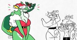 anthro big_ass big_breasts breasts bubble_butt charmeleon christmas female holidays nerdyreindeer nintendo pokemon pokemon_(species) salazzle serperior typhlosion