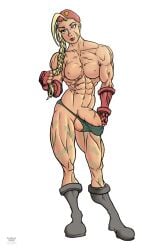 beret big_penis blonde_hair braided_hair bulge cammy_white futa_only futanari muscular_futanari penis rookerrant street_fighter tagme white_background