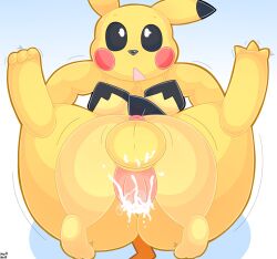 3_toes ambiguous_gender anal anal_sex anthro ass balls big_butt black_nose bodily_fluids bodily_fluids_in_ass cum cum_from_ass cum_in_ass cum_inside cum_on_balls duo erection feet from_front_position generation_1_pokemon generation_2_pokemon genital_fluids genitals hi_res lying male male/ambiguous male_penetrating missionary_position nintendo noirnoir on_back penetration penile penile_penetration penis penis_in_ass pichu pikachu pokémon_(species) pokemon pokemon_(species) sex size_difference small_dom_big_sub thick_thighs toes video_games yellow_body yellow_skin