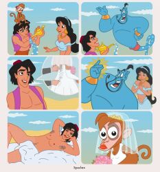 3palec abu_(aladdin) aladdin aladdin_(character) comic disney disney_prince disney_princess funny genie genie_(aladdin) humor imminent_bestiality monkey princess_jasmine silent_comic wedding_dress what