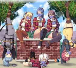 alisa_reinford black_socks blonde_hair blue_hair braid claire_rieveldt emma_millstein fie_claussell girls glasses knee_socks kneehighs kneesocks laura_s._arseid long_hair mask pantyhose pink_hair police_uniform sara_valestein school_uniform schoolgirl sen_no_kiseki short_hair socks stormfeder teacher thigh_socks thighhighs tied upside-down white_hair