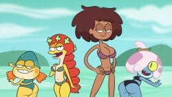 4_fingers 4girls amphibia amphibian anne_boonchuy anthro asian ass big_ass big_breasts bikini breasts dark-skinned_female dark_skin disney disney_channel felicia_sundew frog frog_girl ivy_sundew long_hair maddie_flour milf multiple_girls red_hair scobionicle99 straight_hair swimsuit tagme thai