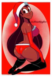 1girls artist_name ass atomickingboo big_ass big_breasts breasts brown_hair busty christmas christmas_outfit dark-skinned_female dark_hair dark_skin eyebrows eyelashes eyes female female_focus female_only hair hips large_breasts legs lips long_hair melanin original original_character santa_hat shaylynn_summer thick thick_legs thick_thighs thighs voluptuous wide_hips