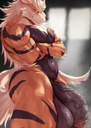 anthro arcanine ass balls big_balls big_butt big_penis crossed_arms generation_1_pokemon genitals hair huge_balls huge_cock hyper hyper_balls hyper_genitalia hyper_penis male male_only muscular muscular_anthro muscular_male nintendo pecs penis pokémon_(species) pokemon pokemon_(species) solo standing vein veiny_penis video_games zex