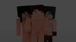 1boy 1futa 1girls 3d black_hair breasts brown_eyes brown_hair ellie_walls_(odysseyellie) erect_nipples erect_penis futanari gloves goth_girl horny_female human humanoid looking_at_partner looking_back male_focus martin_(nsfwmartin) mine-imator minecraft mori_rose_(morirosemc) multicolored_hair nsfwmartin nude_female nude_male outside smile stockings tagme