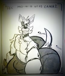 anthro ass bulge butt camera five_nights_at_freddy's fnaf fox foxy_(fnaf) lynnsdarkside male male_only orange surprised thick thick_ass