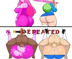 2boys 2girls adventure_time alternate_ass_size alternate_breast_size anus ass ass_in_dress backpack bag big_ass big_breasts blonde_hair breasts bubble_butt cartoon_network cleavage clothing coldarsenal cum cum_in_pussy dark-skinned_male dark_skin defeated double_mating_press dumptruck_ass edit female fionna_the_human_girl footwear gameoveredits hetero high_heels huge_ass huge_breasts human instant_loss instant_loss_2koma interracial large_ass large_breasts legs_up legwear light-skinned_female light_skin long_hair male mating_press multiple_girls orientation_play pale_skin panties party_wipe penis pink_body pink_hair pink_skin princess_bubblegum round_ass sex skirt standing straight straight_hair sword thick_thighs thigh_socks thighs thong tight_clothing vaginal_sex weapon white_background