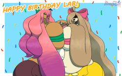 16:10 3girls anthro ass big_ass big_breasts big_butt birthday blush breast_smother breasts brenjieda bubble_butt female female_only generation_4_pokemon generation_6_pokemon gift_wrapped gourgeist group hanawa_(menacepng) harriett_(latiar) highres humanoid larger_female legendary_pokémon lyssa_(latiar) menacepng nintendo original_character pokémon_(species) pokemon pokemon_(species) pokemorph size_difference smothering thick_thighs trio uxie video_games wide_hips widescreen