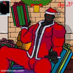 1boy bara dark_skin darklaus_(jtoh) gift juke's_towers_of_hell kendrick_nsfw male male_only muscular muscular_male present roblox roblox_game santa_hat shy smile tagme