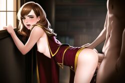 1girls ai_generated female gryffindor harry_potter hermione_granger male nai_diffusion nipples penis sex stable_diffusion witch_(harry_potter)
