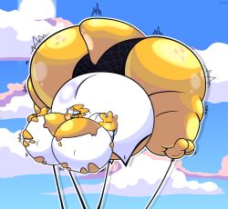 1girls 2d air_inflation alphys big_ass big_breasts blimp colossal_ass embarrassed female fwoompcrrkpop gigantic_ass huge_ass huge_breasts hyper_ass hyper_breasts implied_popping panties parade_float solo tied_down torn_clothing undertale undertale_(series)