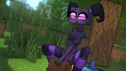 1girls animated clothed clothing color colored edit enderman enderwoman facesitting female female_focus glasses horny_craft minecraft partially_clothed photoshop shadikbitardik solo_focus sound sound_edit steve_(minecraft) tagme twintails video