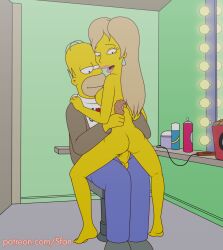 1boy 20th_century_studios accurate_art_style chicken female homer_simpson nude_female reverse_cowgirl_position sfan tabitha_vixx the_simpsons vaginal_penetration yellow_body yellow_skin