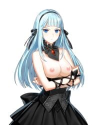 blue_hair breasts closers clothing dress edit falmataz medium_breasts nipples nude_filter violet_(closers)