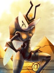 android antennae breasts day detailed_background eyelashes female humanoid humanoid_hands my_life_as_a_teenage_robot nancher nickelodeon pyramid robot smooth_skin solo sun supervillain tagme vexus watermark wings