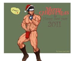 boner boots christmas erection fundoshi human kamui_jack lick male male_only muscle naruto sarutobi_asuma solo