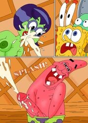 comic crab crustacean cum cum_on_face female glasses male mermaid mr_krabs nickelodeon patrick_star princess_mindy sea_sponge smooth_skin spongebob_squarepants spongebob_squarepants_(character) starfish straight yaoinami