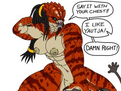 1boy 1boy1girl 1girls alien alien_girl alien_humanoid breasts busty digital_drawing_(artwork) digital_media_(artwork) dominant dominant_female female_yautja femdom hunter kamenrider_afr0 male male/female monster monster_girl offscreen_character offscreen_male predator predator_(franchise) yautja