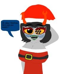 aranea_serket artist_logo artist_signature big_breasts blush christmas homestuck jakey_hboi2000 santa_costume tagme