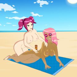 2girls ahe_gao alternate_skin_color anoneysnufftan applying_sunscreen asphyxiation beach blush breasts cartoon_network crossover dark-skinned_female dark_skin drooling eastern_and_western_character edasbild embarrassed female female_only hawaiian_tropic humiliation imminent_death killer_lotion lotion mascara_tears mask massage mind_break miss_heed_(villainous) multiple_girls murder nipples nude ocean oil oiled on_side orgasm peril pink_eyes pink_hair punishment rubbing sand seaside sega sky snuff space_channel_5 suffocation summer sunbathing sunscreen tan tanned towel twintails ulala villainous