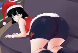 1girls ass big_ass bubble_ass bubble_butt dragon_ball dragon_ball_super dragon_ball_z gummslime kero2099 santa_hat straight_hair thick_ass thick_thighs videl videl_(dragon_ball_super)