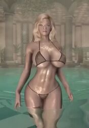 3d animated big_ass big_breasts bikini blonde_hair blue_eyes dommy_mommy elf_orc_lunaire glasses huge_ass huge_breasts large_ass large_breasts pool rebecca_(original_character) seductive skyrim spa tagme the_elder_scrolls tight_clothing video young_ratings