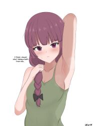 1girls arm_up armpit_crease armpit_fetish armpit_peek armpits arms_behind_head bocchi_the_rock! braid breasts female female_only hiroi_kikuri medium_breasts ryzeon sleeveless_shirt small_breasts smelly smelly_armpits solo sweat sweat_stain sweaty_armpits sweaty_breasts