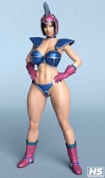 1girls 3d asian asian_female big_breasts bikini_armor brown_eyes chichi's_armor chichi's_helmet chichi_(cosplay) cosplay crossover_cosplay female female_only hagiwara_studio kazama_asuka light-skinned_female light_skin medium_hair namco pink_boots solo tekken tekken_7 thick_ass thick_thighs tomboy