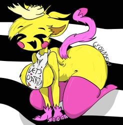 animatronic anthro beak bib big_ass big_breasts bird breasts cat_ears cat_tail chicken cute cute_fang edit five_nights_at_freddy's flesh_fang graynsfw_(artist) leggings neko oerba_yun_fang open_mouth paws petting the_absolute thick_ass thick_thighs toy_chica_(fnaf) traced wide_hips yellow_body yellow_fur