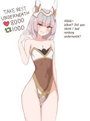 1girls cat_ears catgirl chiru core_crystal english_text grey_hair grin looking_at_viewer meme nia nia_(xenoblade) nintendo petite short_hair small_breasts smile solo solo_female text twitter_strip_game_(meme) xenoblade_(series) xenoblade_chronicles_2 yellow_eyes