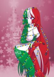 anthro big_breasts christmas countryhumans countryhumans_girl imsact italy_(countryhumans) long_hair multicolored_hair pink_eyes tagme three_tone_hair