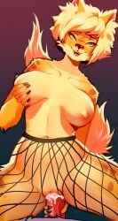 absurd_res anthro blonde_hair bodily_fluids breast_grab breasts canid canine canis clitoris clothing cowgirl_position cum cum_in_pussy cum_inside domestic_dog duo female female_penetrated fishnet fishnet_legwear from_front_position fur genital_fluids genitals hair hand_on_breast hi_res kelly_(littleclown) legwear littleclown male male/female male_penetrating male_penetrating_female mammal mostly_nude navel nipples nude on_bottom on_top open_mouth penetration penile penile_penetration penis_in_pussy pussy_juice sex tongue tongue_out vaginal_penetration vaginal_penetration yellow_body yellow_fur