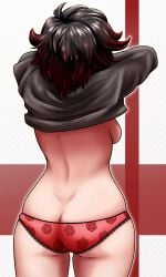 ass_cleavage backboob butt_crack child_bearing_hips from_behind lainycakes meme panties ruby_rose rwby ryukoredraw tomboy undressing