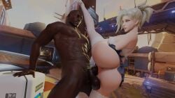 1boy 1girls 3d 4k absurd_res animated anus areolae ass balls big_ass big_penis blizzard_entertainment blonde_hair blue_eyes breasts dark-skinned_male dark_skin fat_ass female hi_res highres interracial leg_up light-skinned_female light_skin looking_at_another looking_at_partner male mercy moaning muscular muscular_male nipples overwatch penis saveass_ see-through see-through_clothing skirt sound stockings straight vaginal_penetration vertical_splits video watchpoint:_gibraltar_(map)